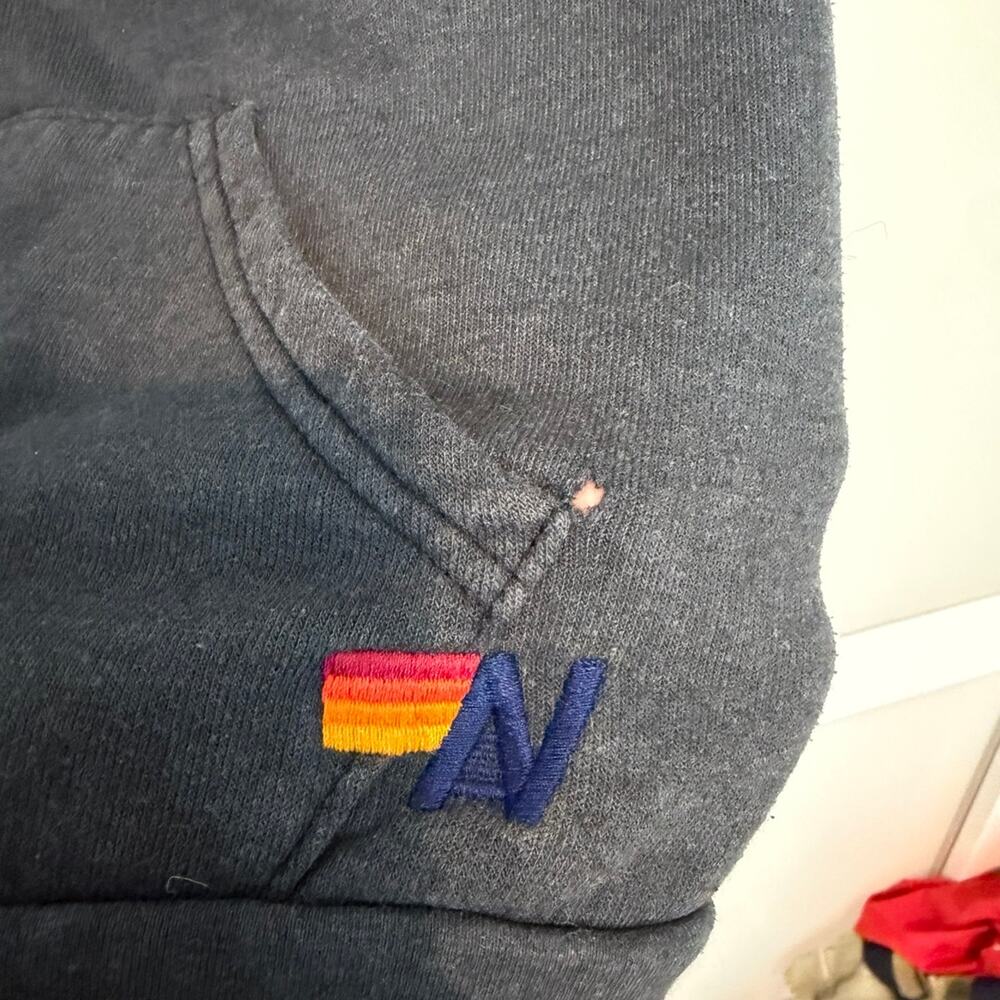 Aviator Nation Bolt Hoodie Womens Gray Full Zip Gold Lightning Rainbow Logo - Picture 2 of 6